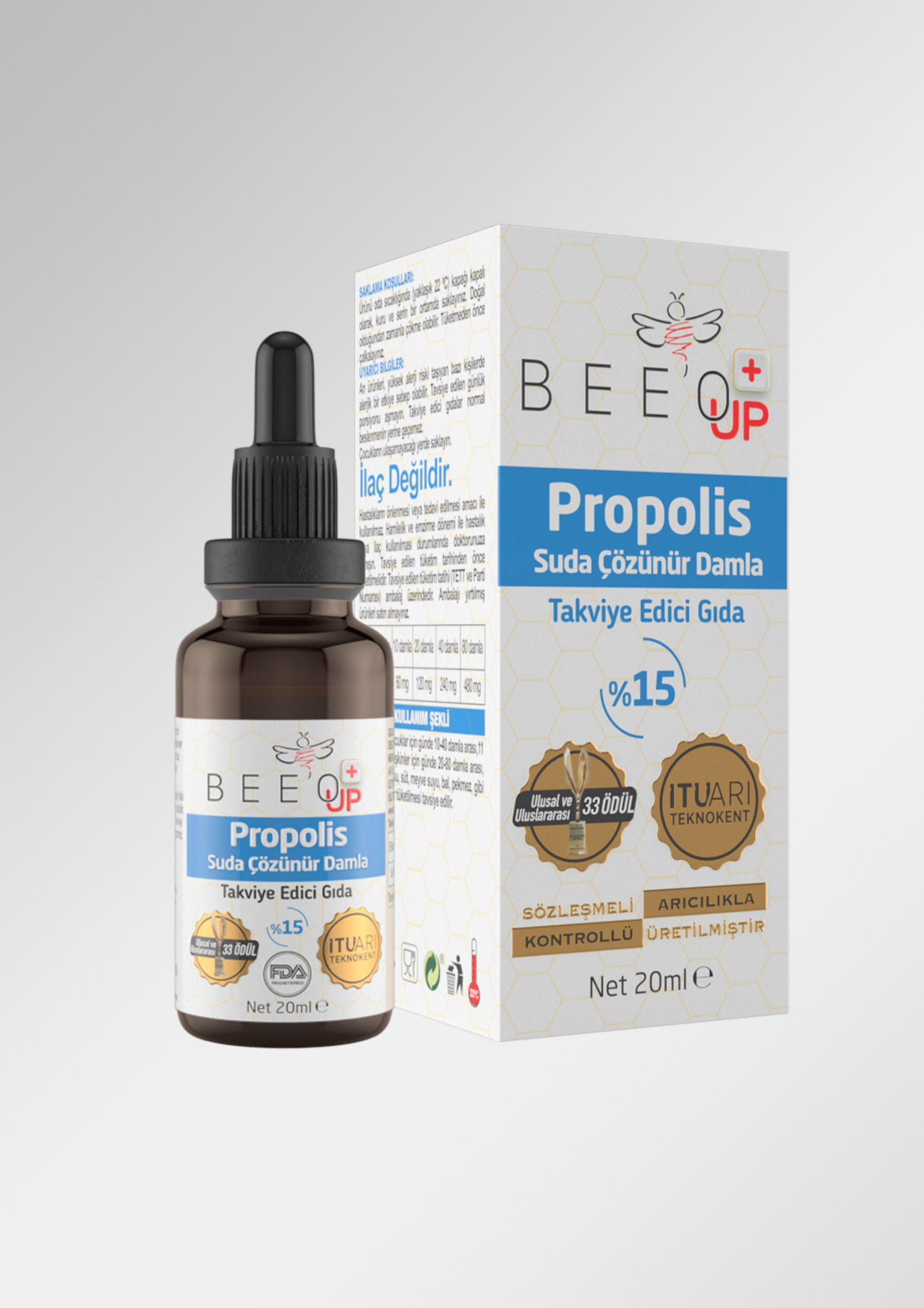 BEEO UP Propolis Suda Çözünür Damla (%15)