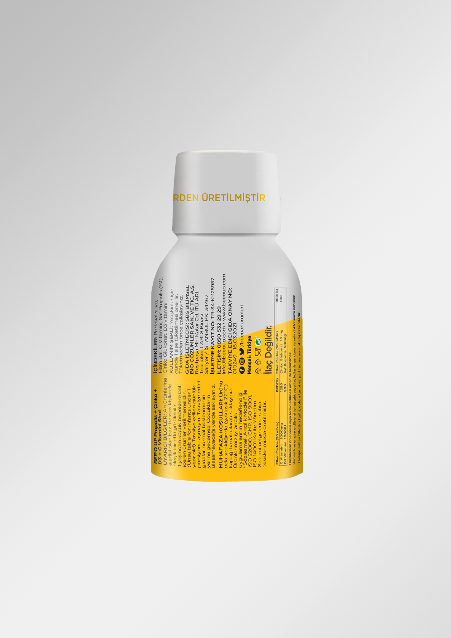 BEEO UP Çinko D3 + C Vitaminli Propolis Shot 12'li
