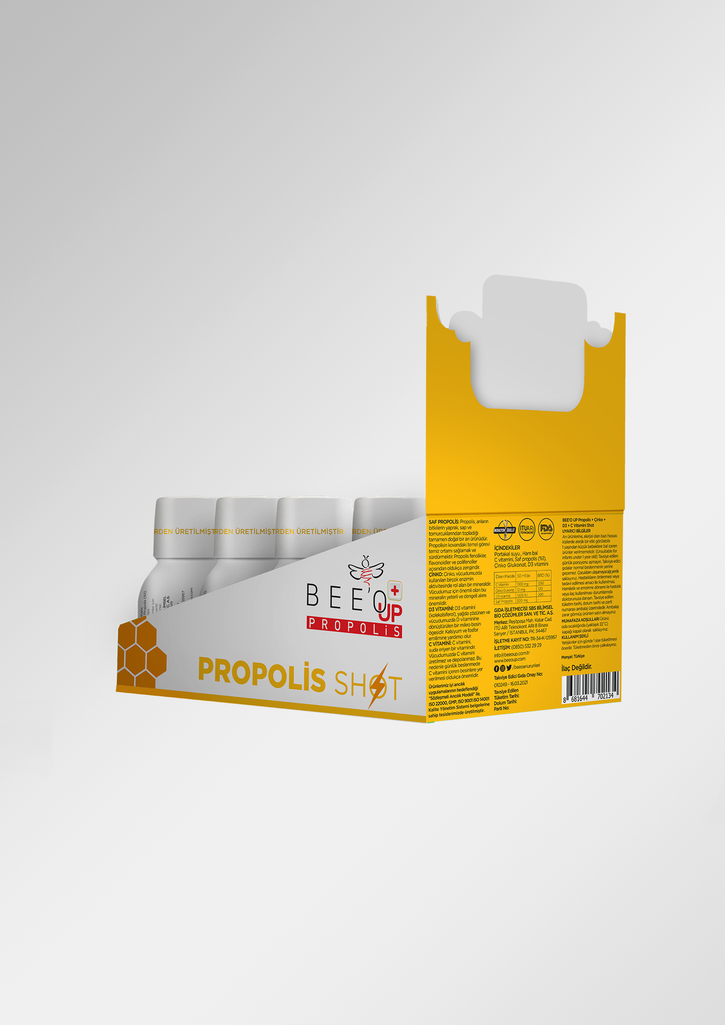 BEEO UP Çinko D3 + C Vitaminli Propolis Shot 12'li