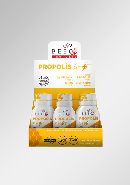 BEEO UP Çinko D3 + C Vitaminli Propolis Shot 12'li